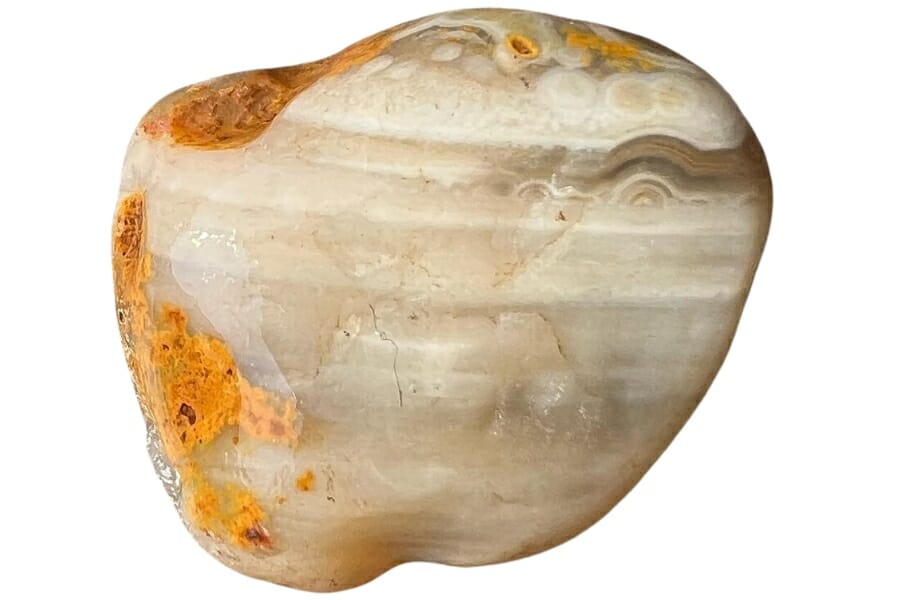A gorgeous polished Lake Superior Agate with light-colored bands