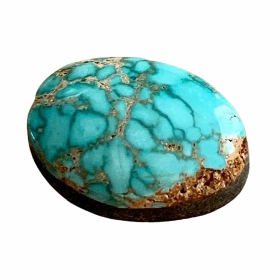 oval sky blue Lone Mountain turquoise cabochon with brown matrix