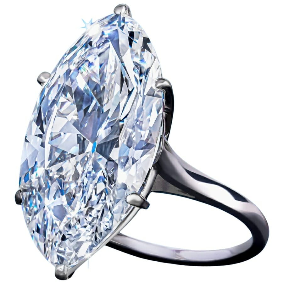 A ring showcasing a lustrous marquise-cut diamond