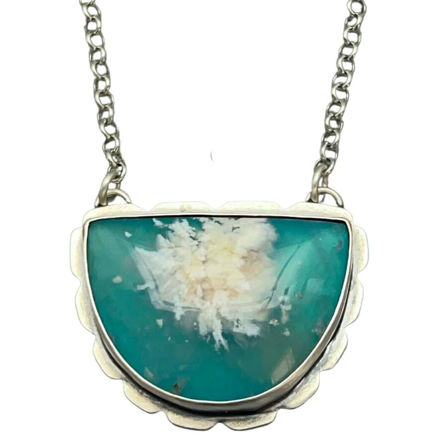 Plume agate doublet necklace in sterling silver