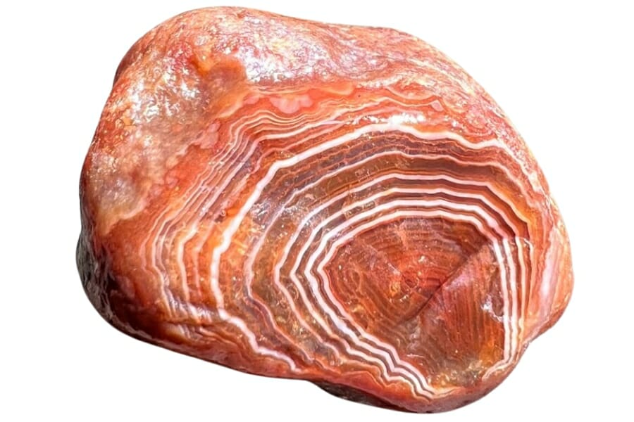 A gorgeous pink banded agate with defined white lines