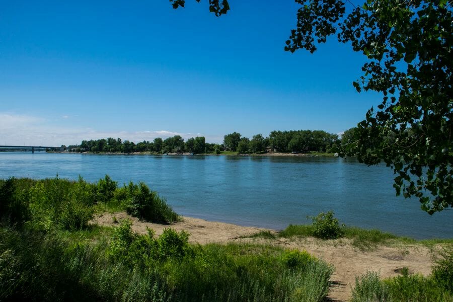 Missouri River with trees lining its banks