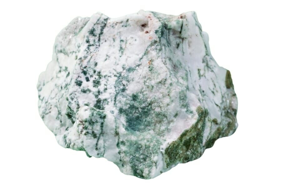 A gorgeous moss agate with patches of green hues