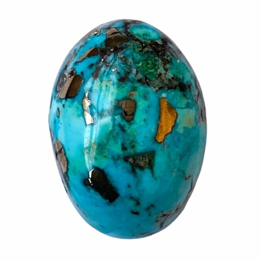 oval blue Persian turquoise cabochon with metallic matrix