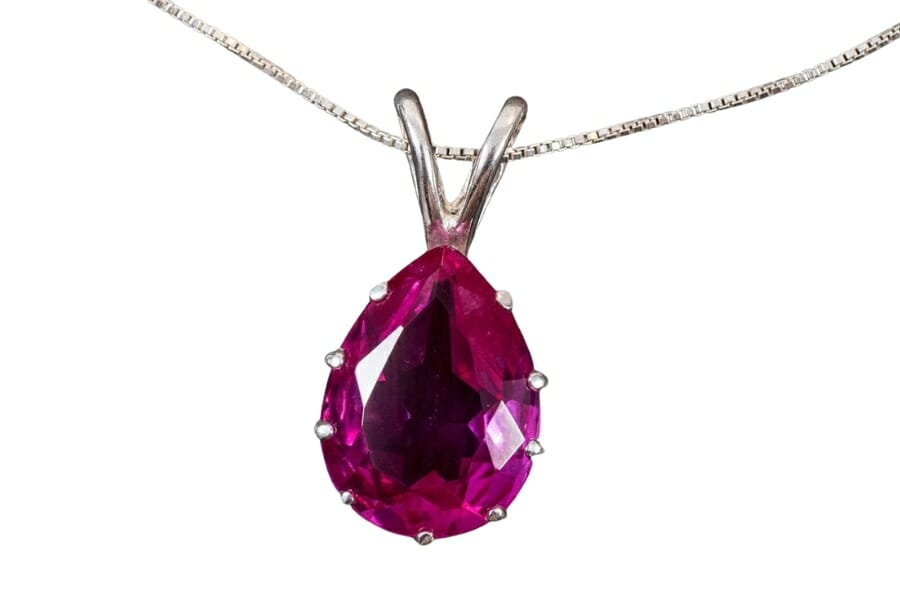 A gorgeous teardrop-shaped pink alexandrite pendant