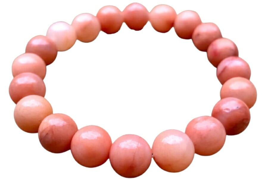 Bracelet made out of polished, round Pink Carnelian