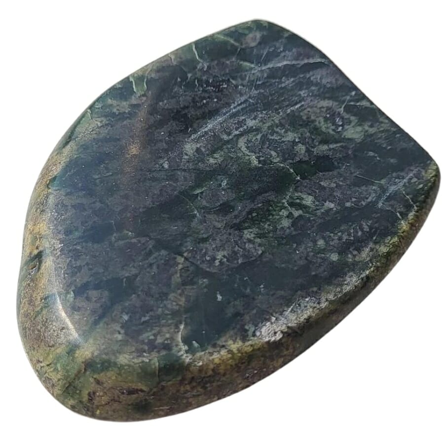 A mysterious darker green polished jade slab