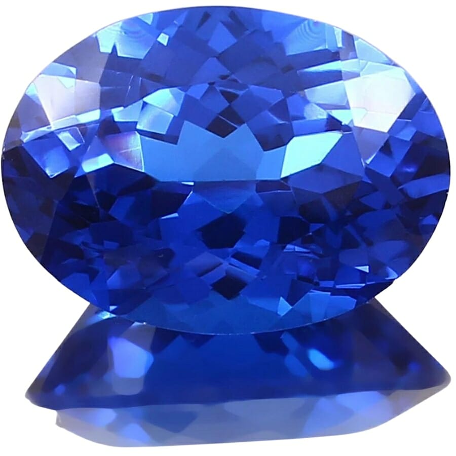 A stunning blue sapphire gem with intricate crystal patterns