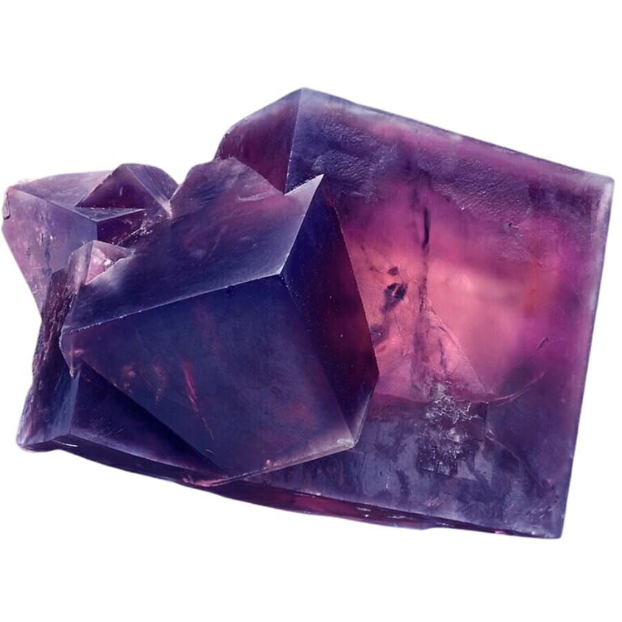 A stunning geometrical raw purple fluorite
