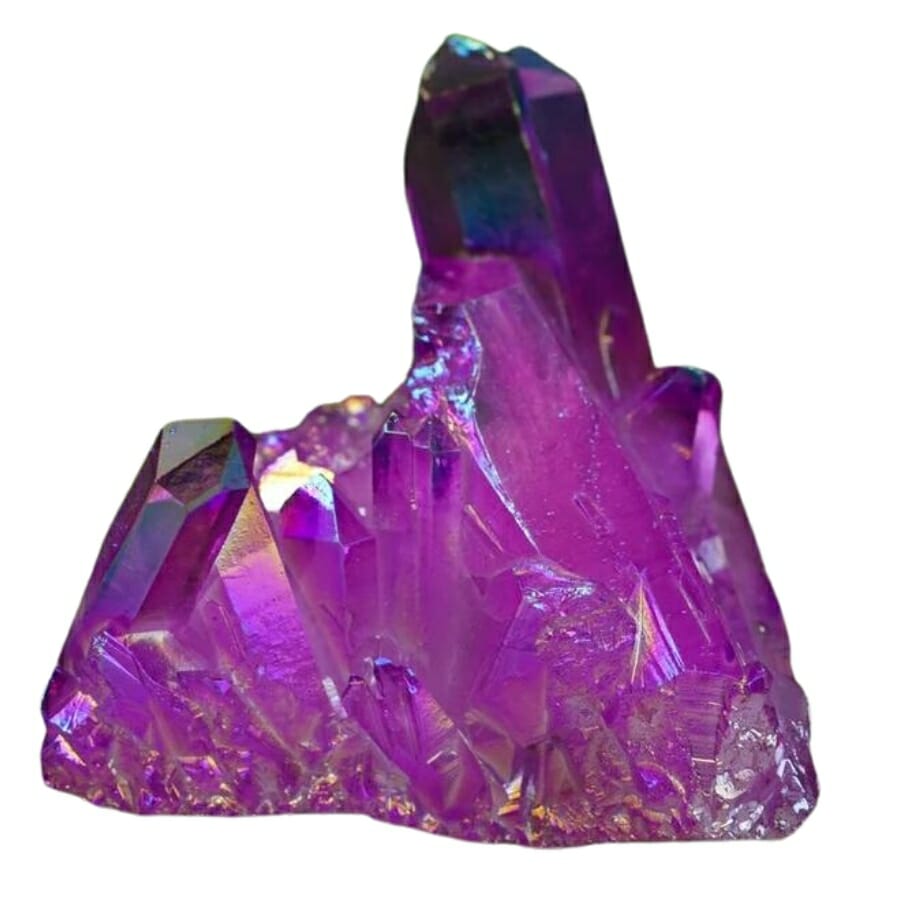A vibrant purple quartz crystal tower