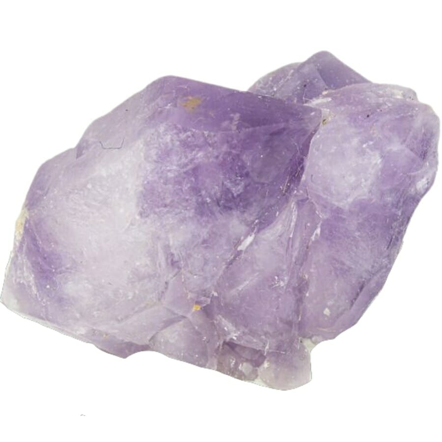 A light purple raw amethyst crystal with white spots
