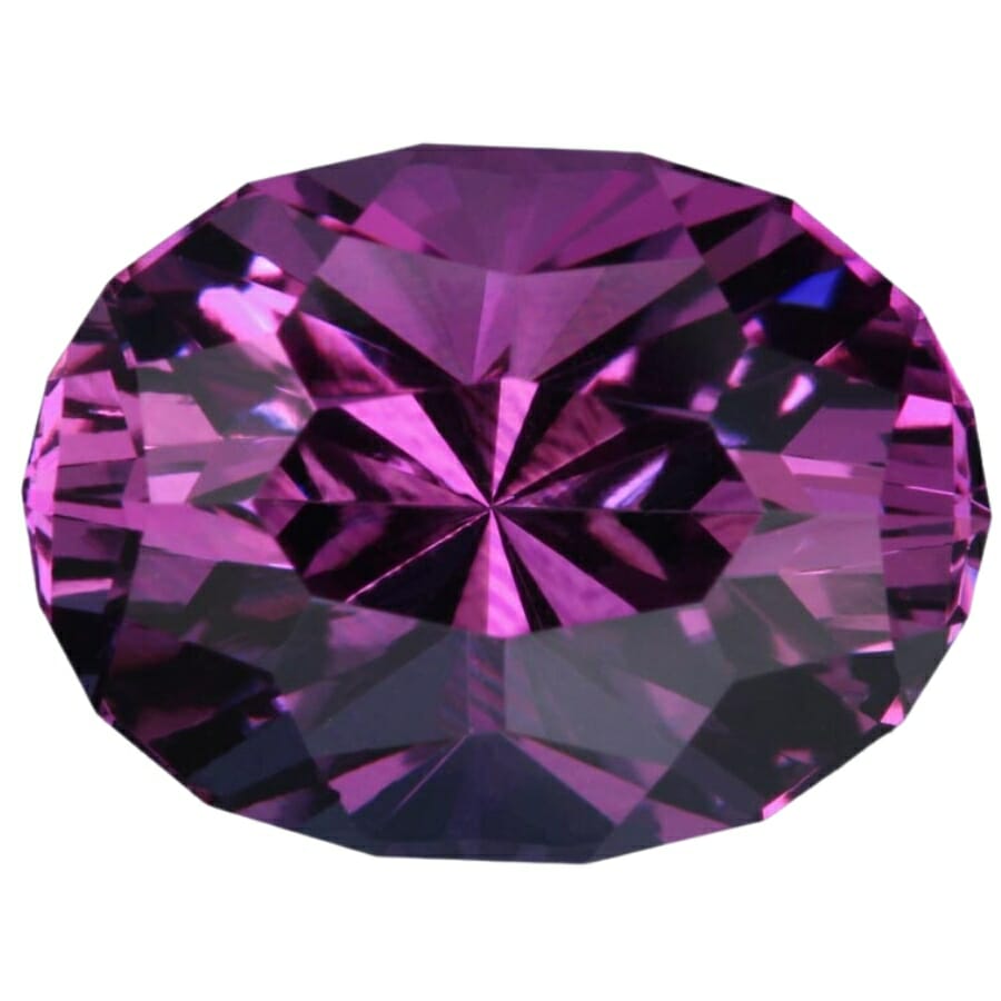 A brilliant oval-shaped polished amethyst gemstone