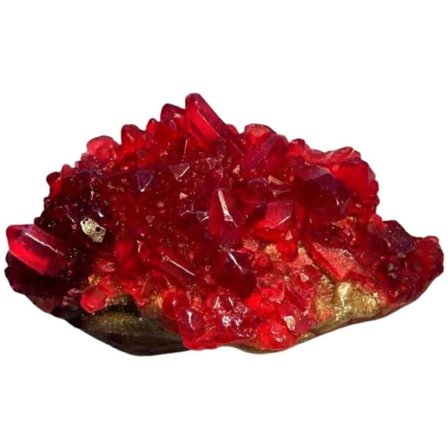 A shiny and spiky raw red diamond with its bright red color