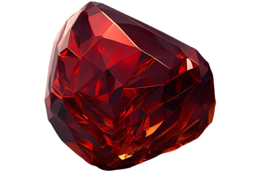 An elegant red diamond with intricate crystal patterns