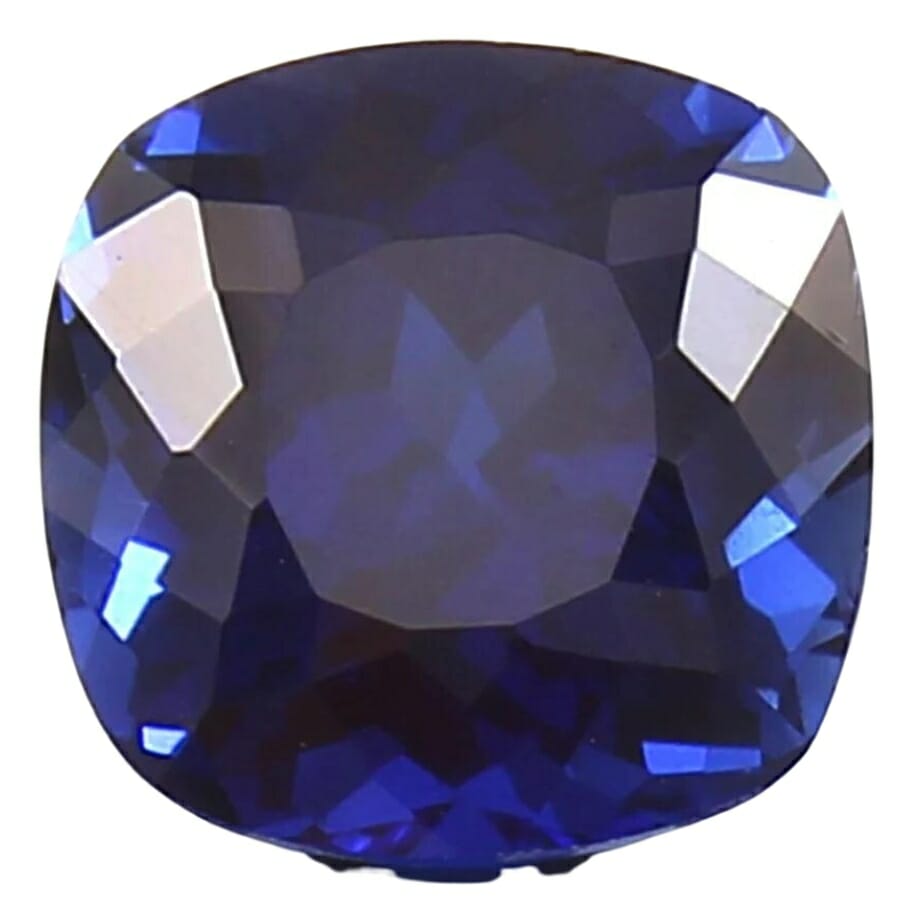 A deep royal blue sapphire polished gemstone