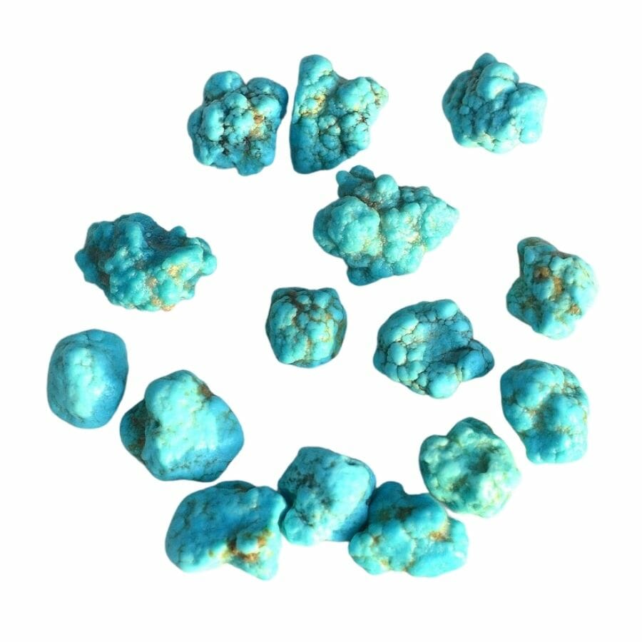 several bright baby blue Sleeping Beauty turquoise nuggets