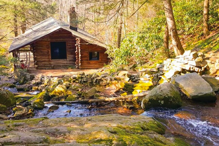 Flowing waters and cabin at the Swatara State Park