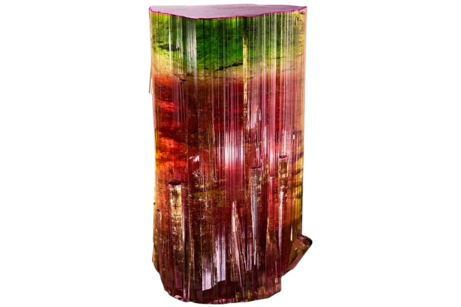 A beautiful tourmaline with colors of red,green, pink, yellow, violet, and orange