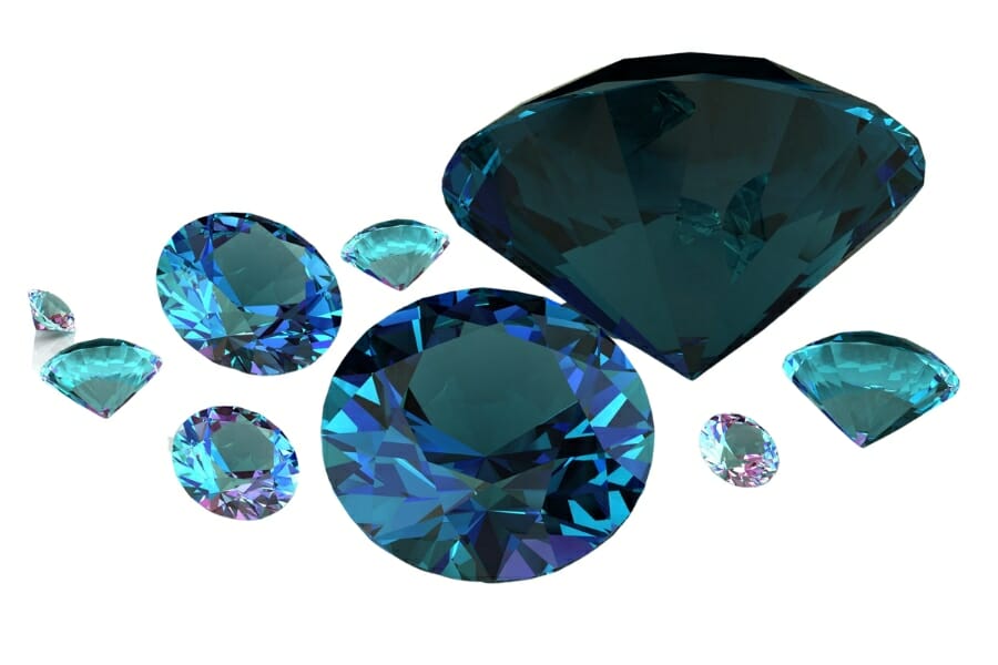 A bundle of different shapes and sizes of an alexandrite