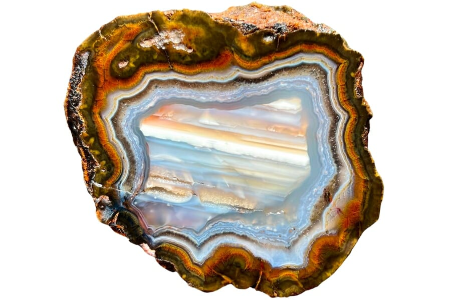 Waterline agate with beautiful colors and multiple layers of bandings