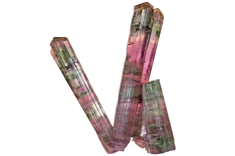 Tourmaline crystals with visible pink and green zoning