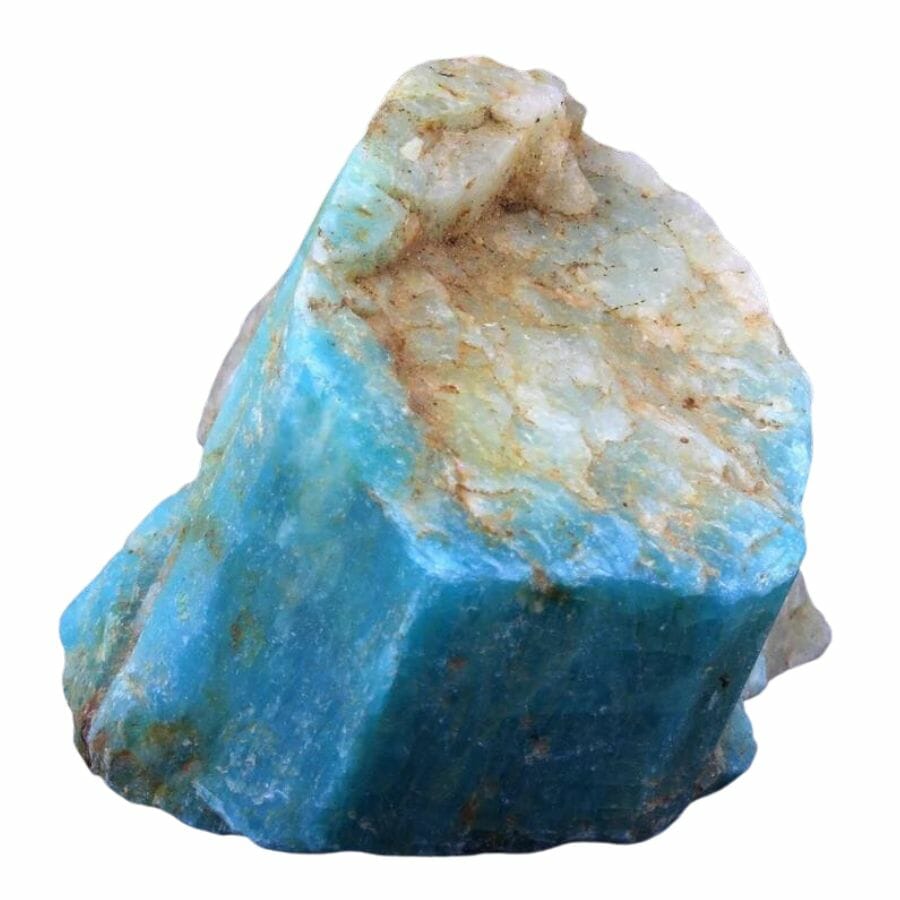 raw sky blue amazonite with smooth cleavage