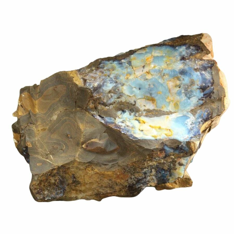 pale blue opal material in a piece of rock