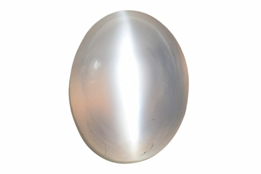 translucent white cat's eye moonstone cabochon