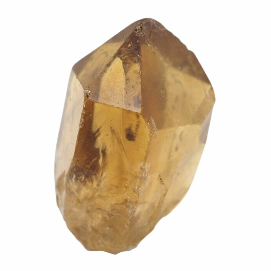 translucent citrine crystal with six sides and pointed tip