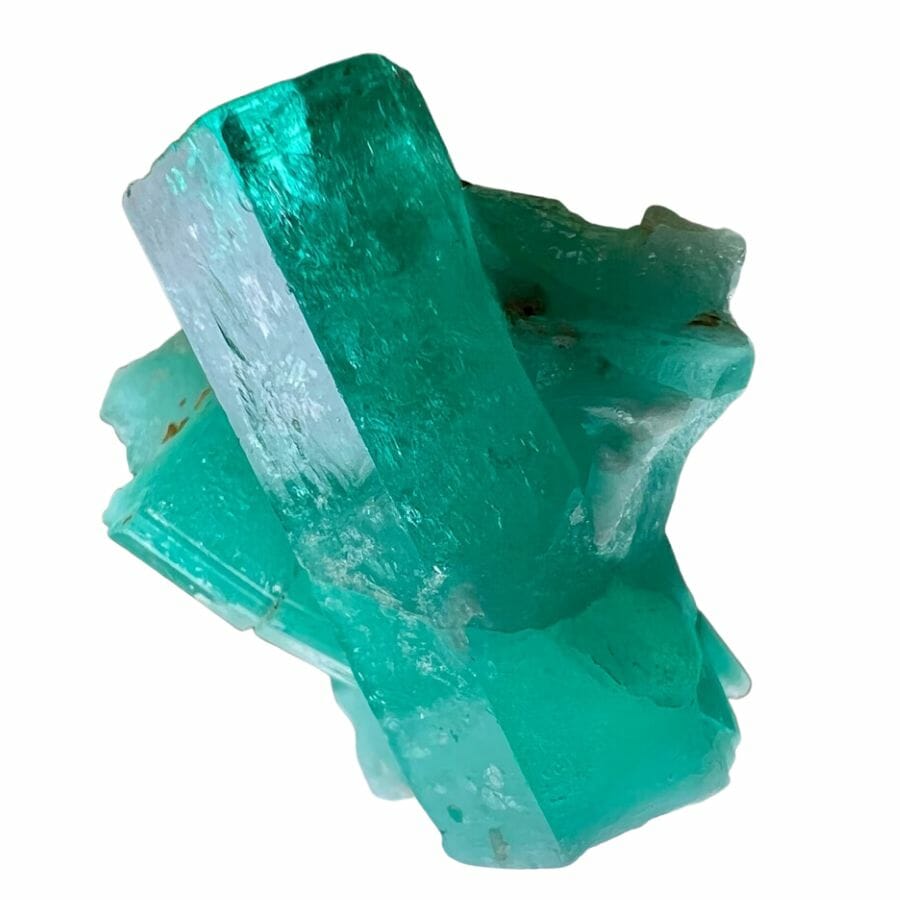 blue-green emerald crystal cluster