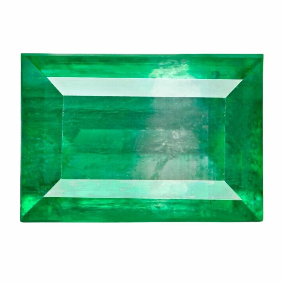bright green rectangular emerald