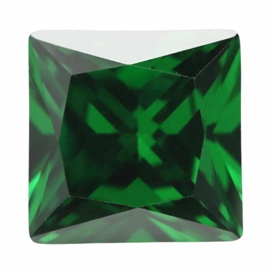 square deep green cubic zirconia
