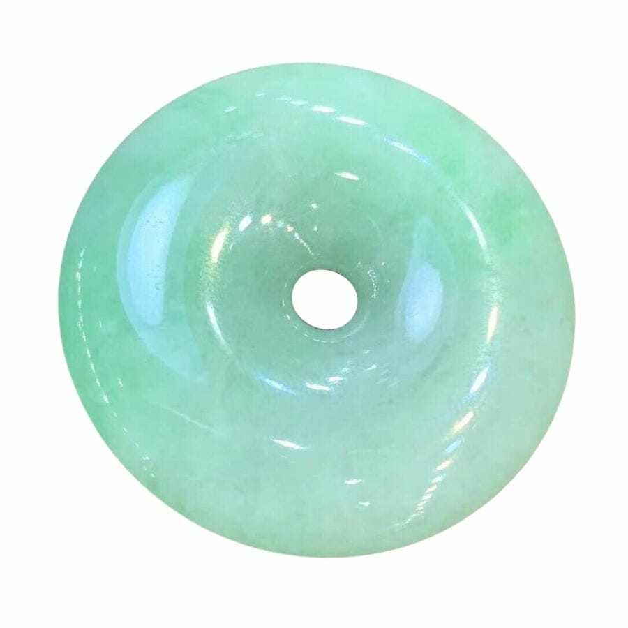 polished pale green jadeite donut