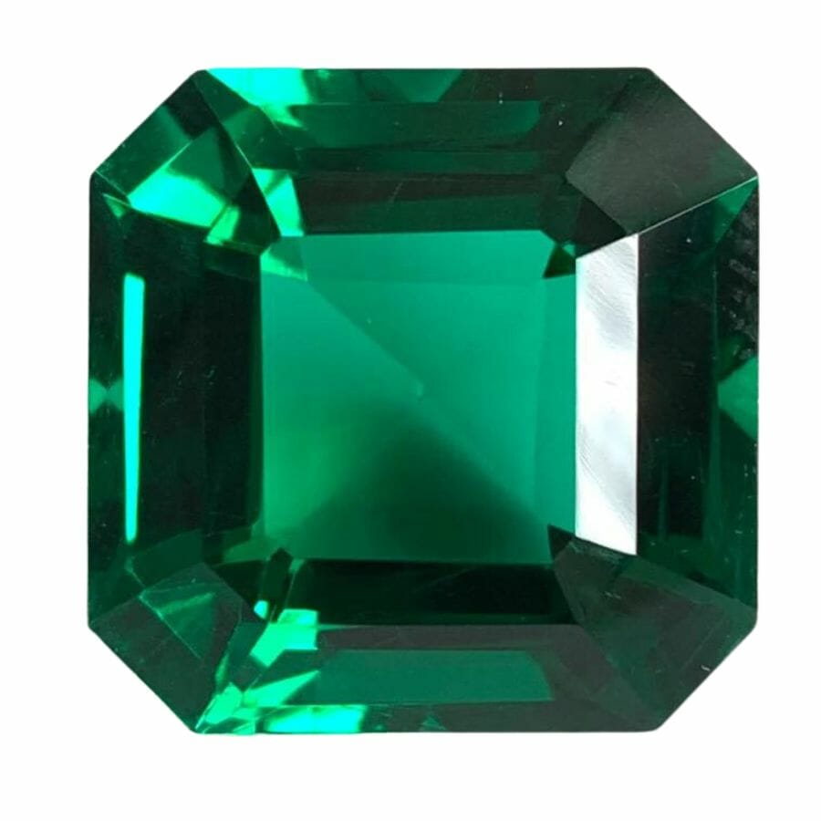 deep green octagonal lab created emerald