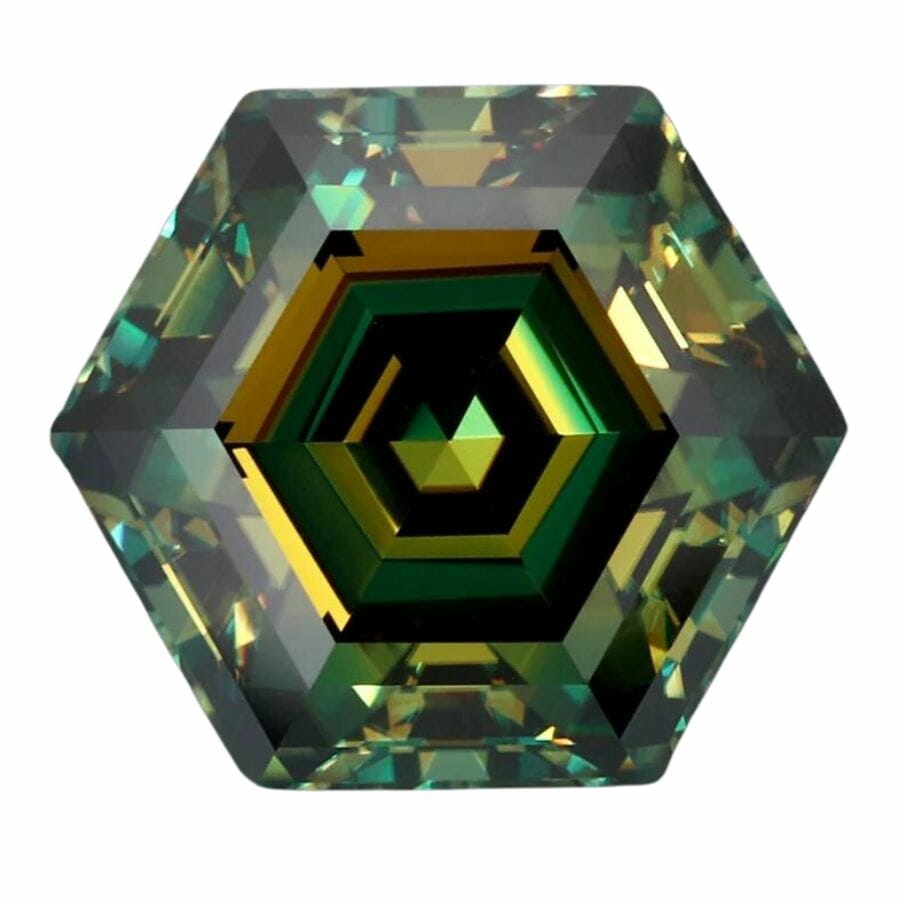 hexagonal dark green moissanite