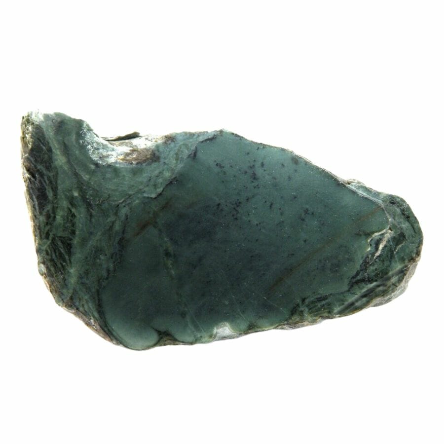 deep green rough nephrite slice