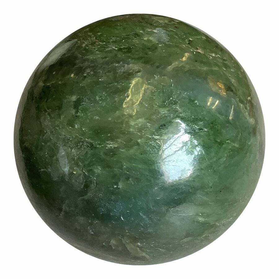 deep green polished nephrite sphere