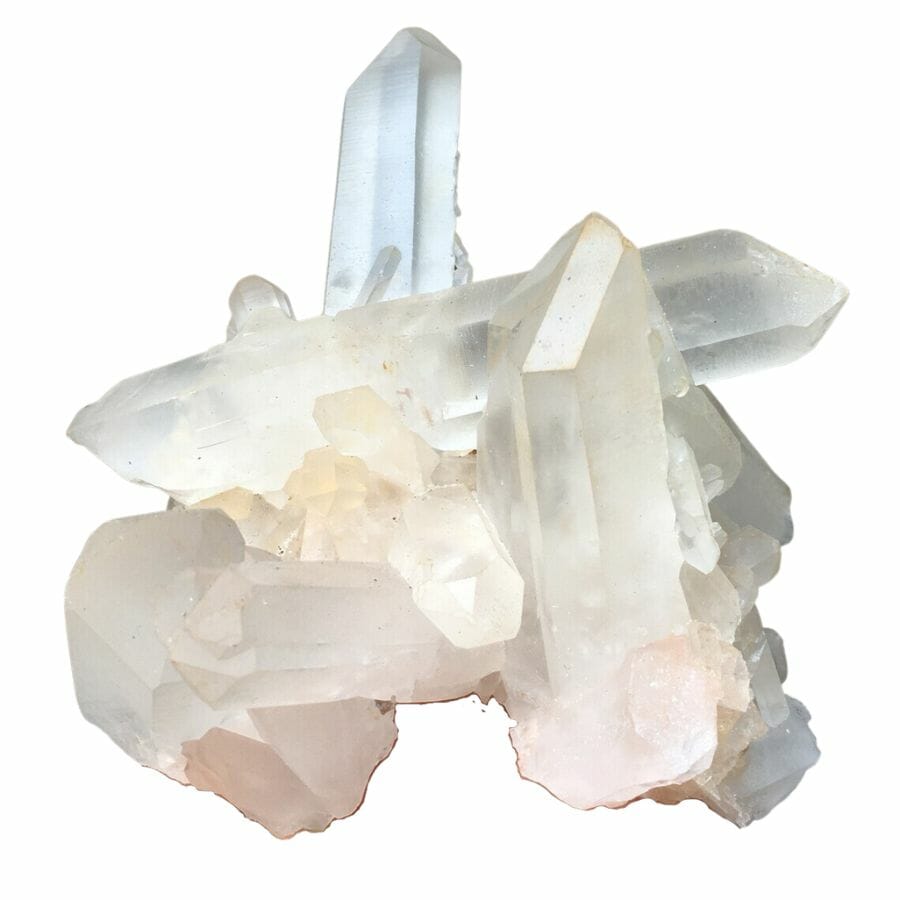 cluster of elongated translucent white quartz crystals