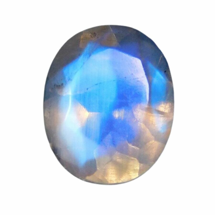 oval cut translucent rainbow moonstone