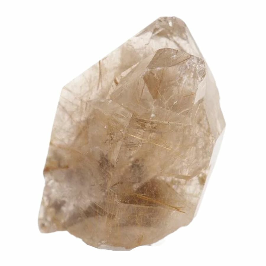 brown translucent quartz crystal with rutile inclusions