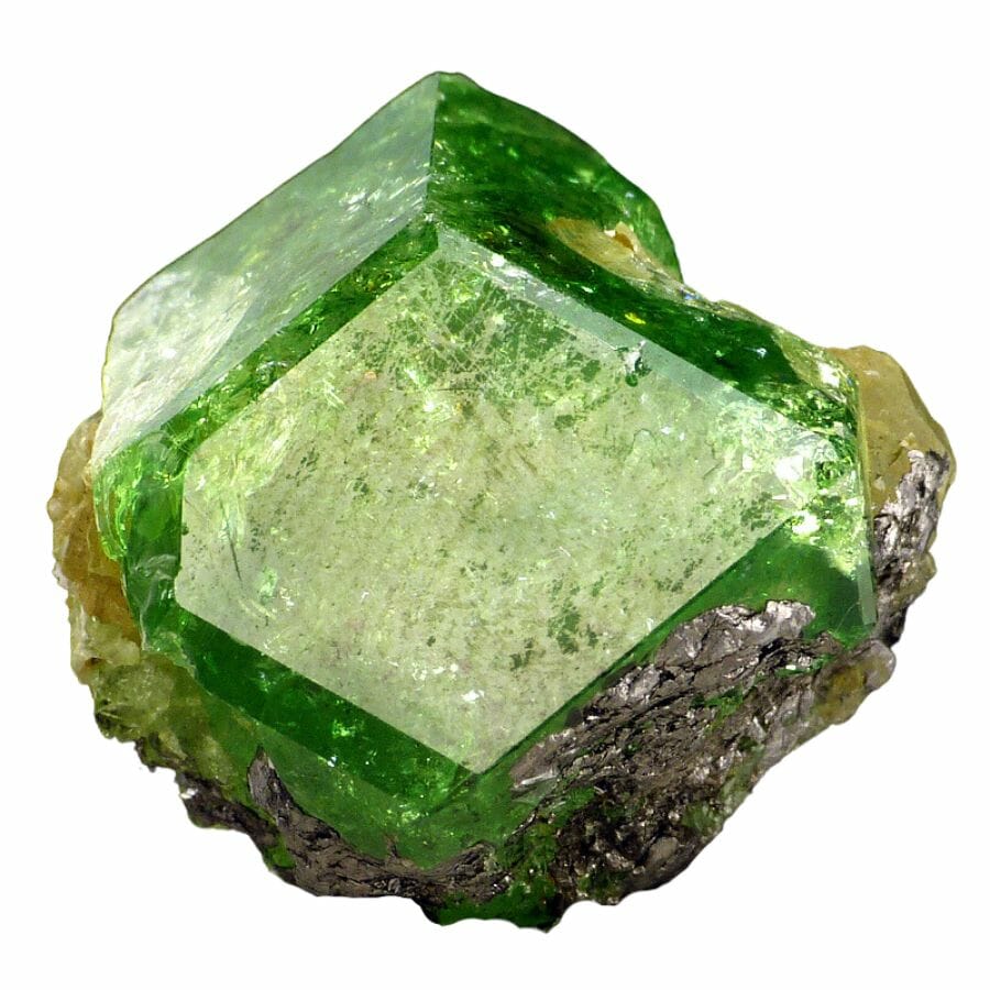 rough bright green tsavorite crystal