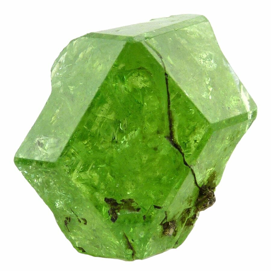 cubic bright green tsavorite crystal
