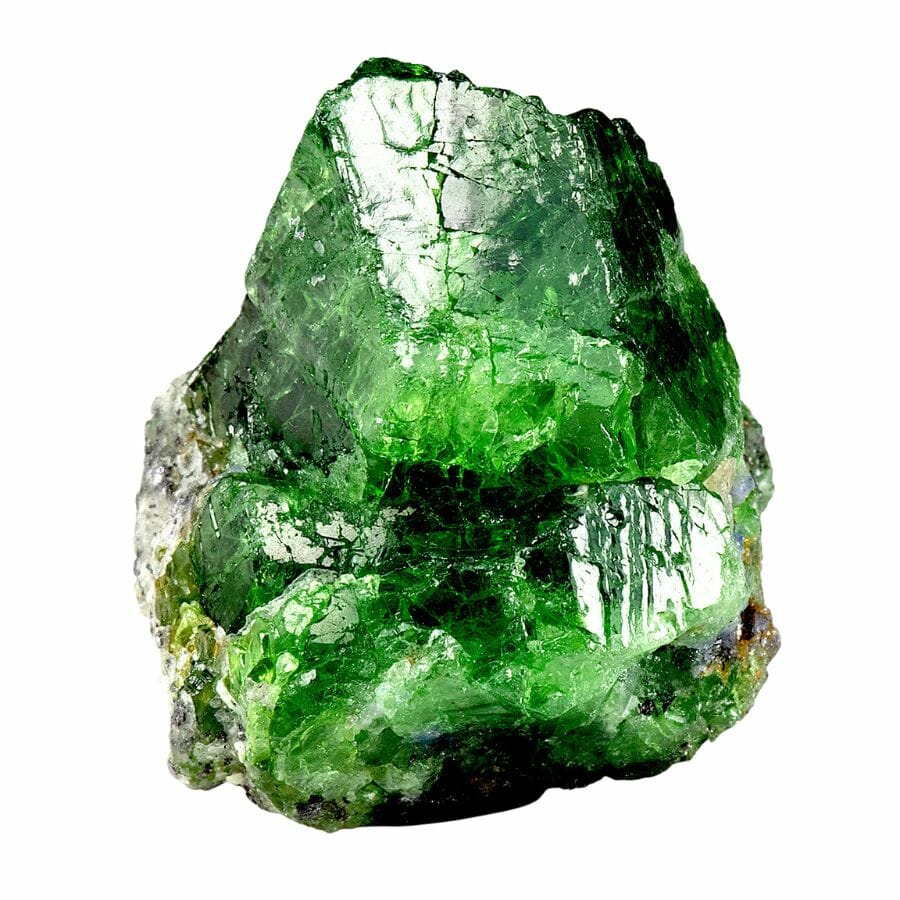 raw bright green tsavorite crystal cluster