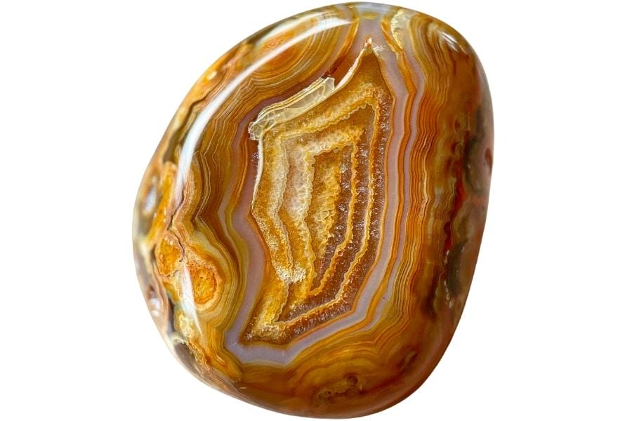 A beautiful polished agate with bands of golden yellow
