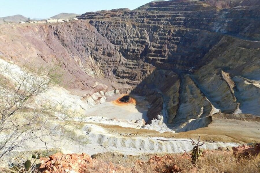 An empty but huge quarry pit at Bisbee, Arizona