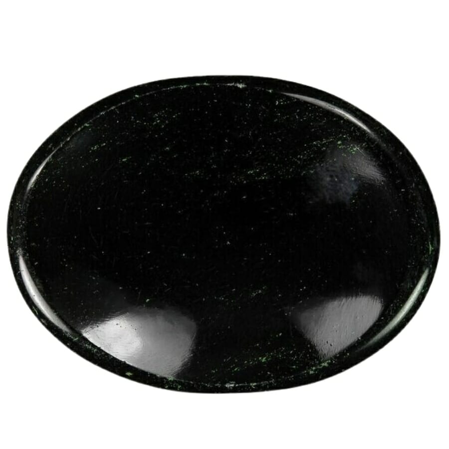 A beautiful oval-cut polished obsidian gemstone 