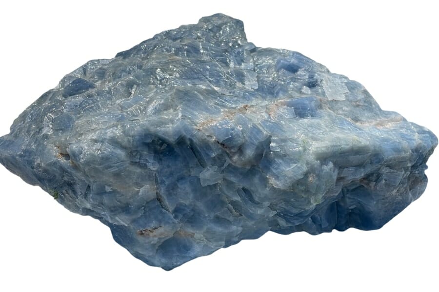 A mesmerizing raw blue calcite crystal with a fascinating shape