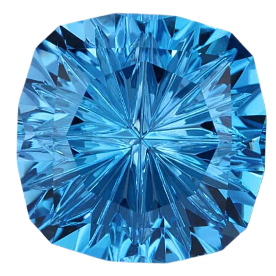 A gorgeous blue topaz gemstone with a cushion-like cut