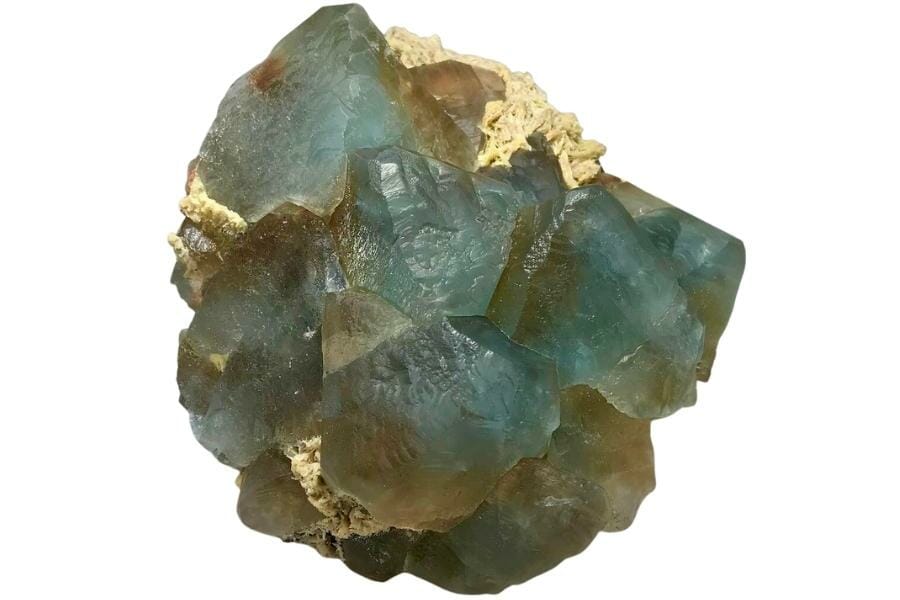 A bi-colored topaz specimen showing dominant shades of blue