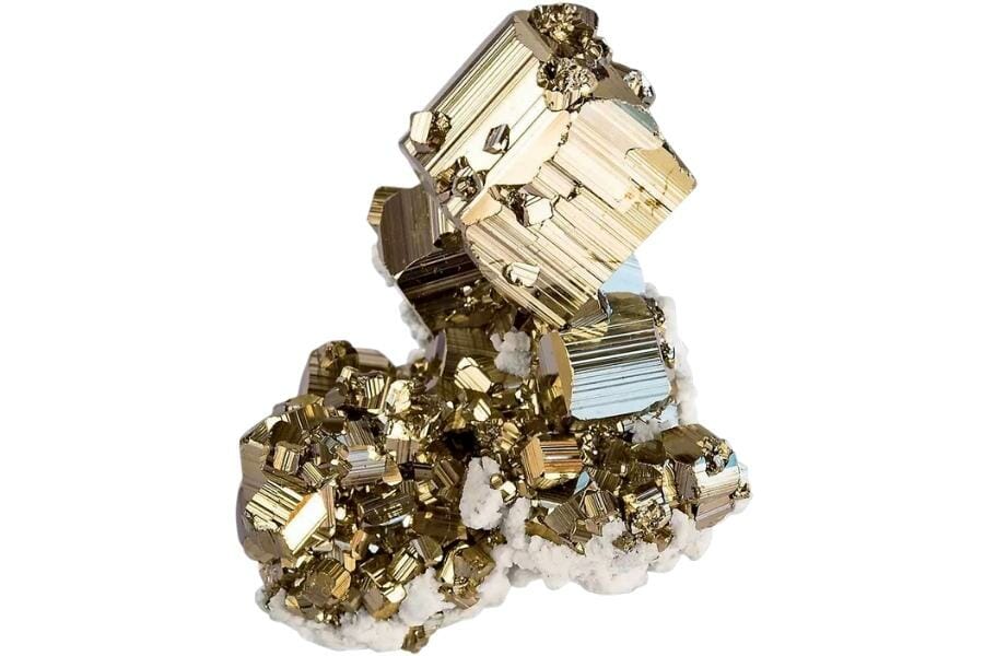 Super-aesthetic pyrite with cream colored dolomite